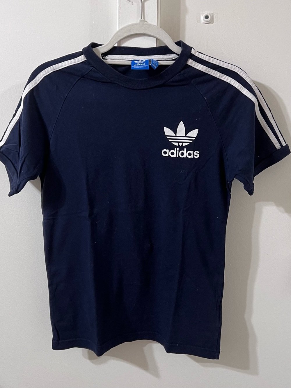 Adidas Navy Trefoil Stripe Tee
